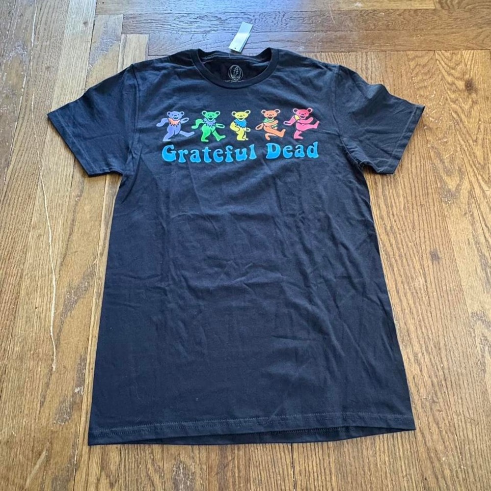 Grateful Dead Dancing Bears T-Shirt Small Black Rainbow Graphic Band Tee